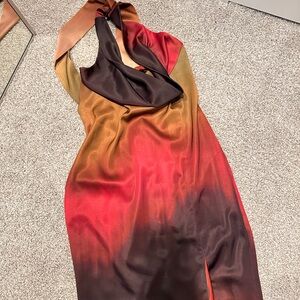 Club L London One Shoulder Dress in Red and Black